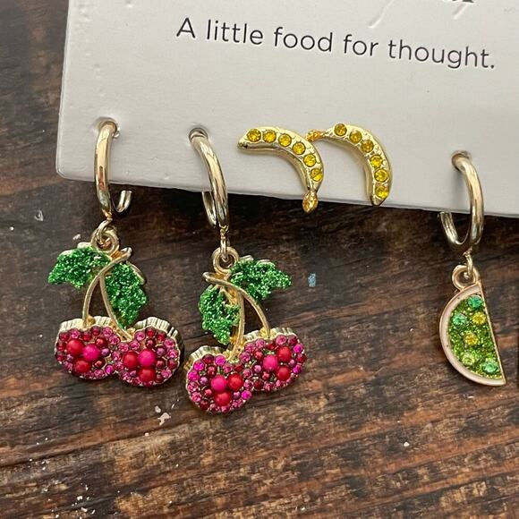 Sugarfix BaubleBar NEW Sweet and Sour Earring Set Cherries Banana Limes - Picture 2 of 5